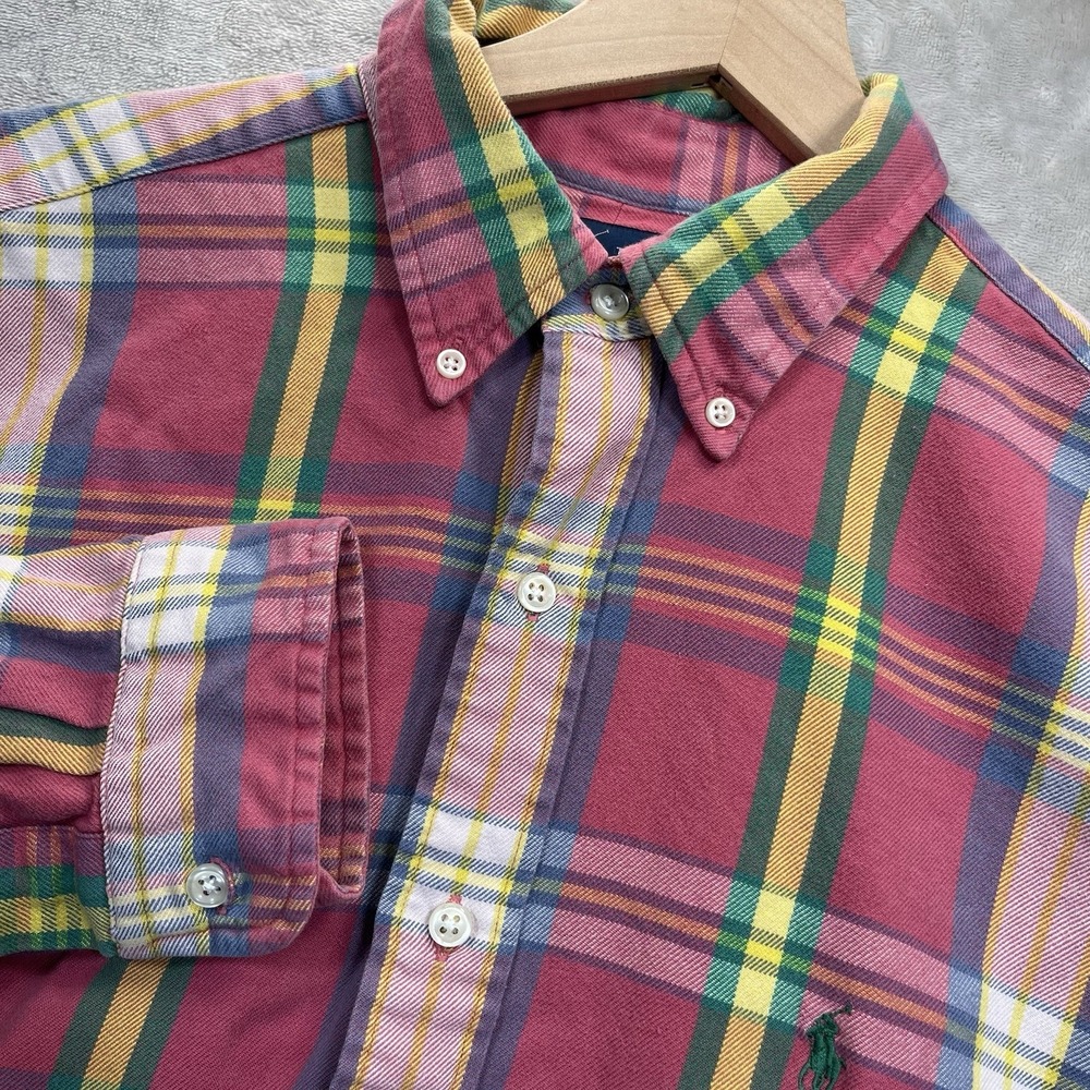 Ralph Lauren Shirt Blake Men's L Multicolor Plaid Long Sleeve Button Down VTG